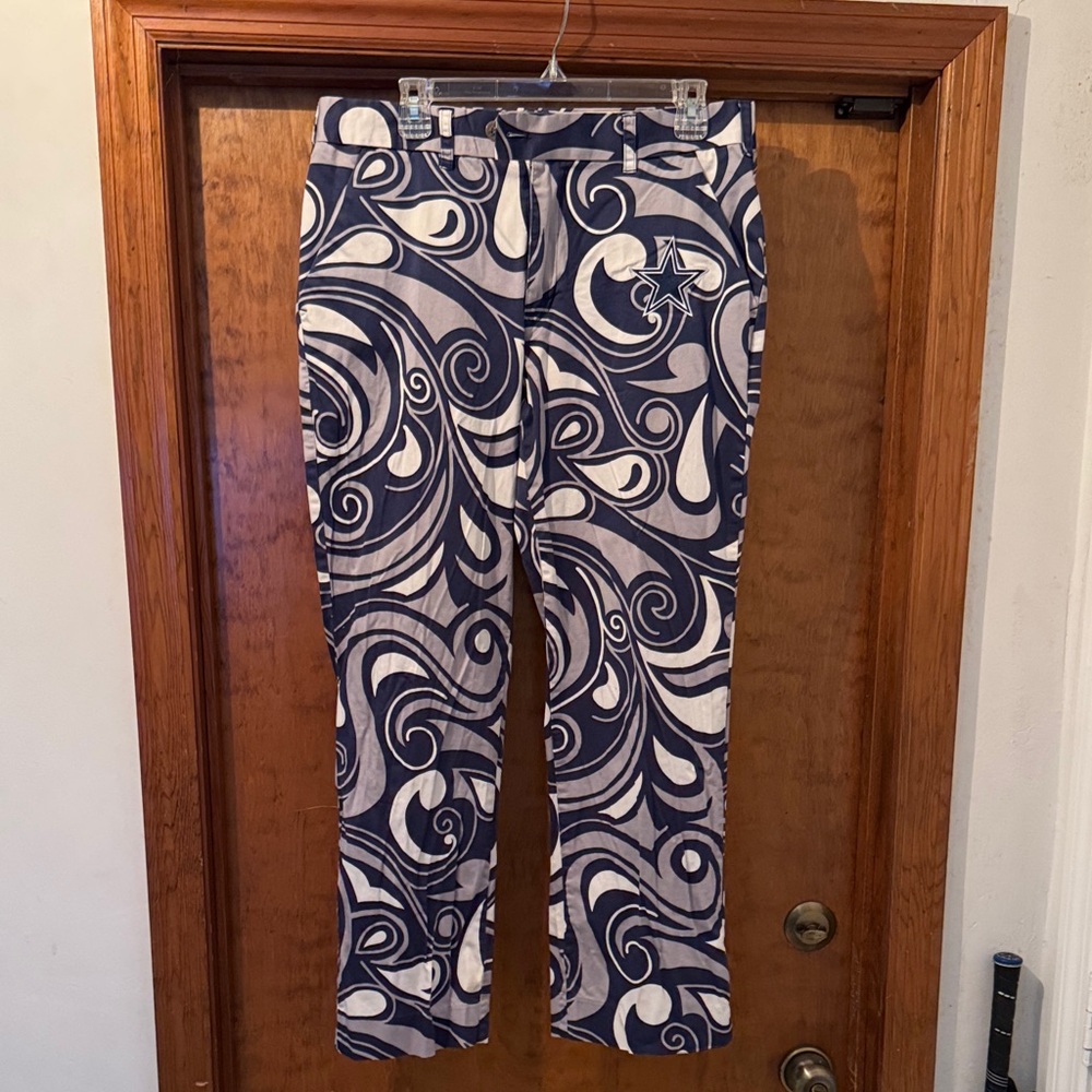 Dallas Cowboys NFL Paisley, blue loudmouth golf trousers size 34